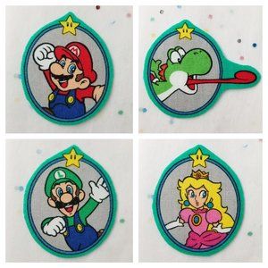 Set of 4 Super Mario Iron On Fabric Motifs/Appliques/Patches